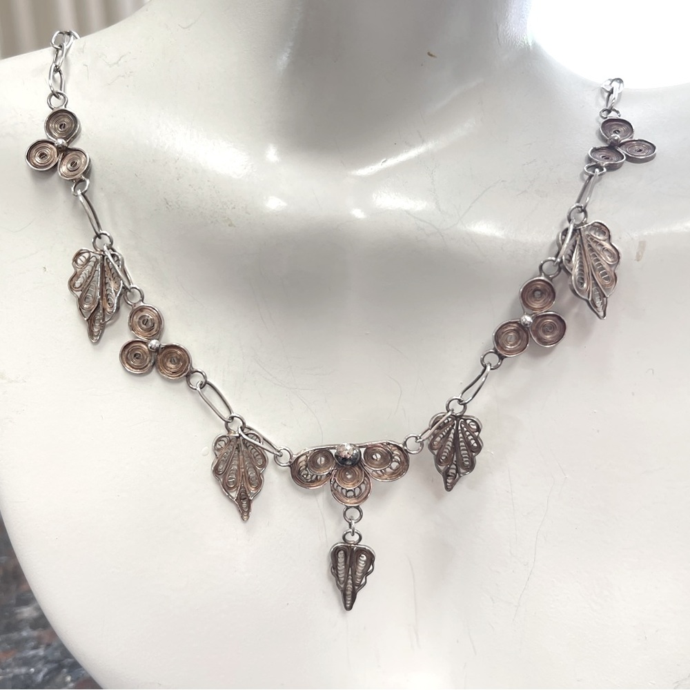 Vintage Filigree 950 silver necklace.